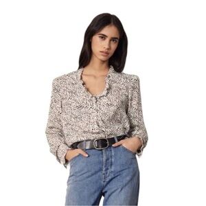 ba&sh Monochrome Floral Blouse